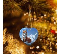 Poezjzw Yellow Fox On The Mountain Pattern Christmas Ceramic Pendant Decorations Suitable For Home Shopping Malls And Holiday Celebrations