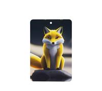 Poezjzw Yellow Fox Pattern Car Air Fresheners 4 Pcs Rectangle Hanging Aromatherapy Tablets Scented Fresheners For Bedroom Closet Shoe