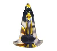 POEZJZW Yellow Fox Pattern Hooded Cloak Robe Costume Cloak For Adult Men Women Christmas Hoodies Cape Cosplay Costumes S
