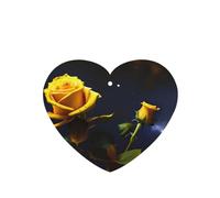 Poezjzw Yellow Roses Starry Night Pattern Car Air Fresheners 6 Pcs Heart Shape Hanging Aromatherapy Tablets Scented Fresheners For Bedroom Bathroom