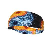 Poezjzw Yin Yang Fire Water Pattern Sports Headband Suitable For Running Yoga Elasticated Moisture Wicking Hairband