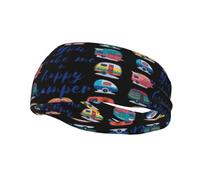 Poezjzw You Make Me Happy Camper Trailer Pattern Sports Headband Suitable For Running Yoga Elasticated Moisture Wicking Hairband
