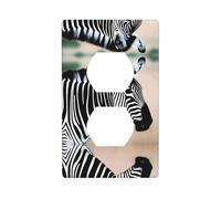 Poezjzw Zebra Looking Around Pattern Outlet Covers Wall Plate Light Switch Plate Decorative for Kitchen Bathroom Bedroom Farmhouse Decor
