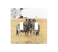 Poezjzw Zebras On South Africa Pattern Wall Plate Outlet Cover Decorative Wall Plate Size 4.5X 4.5in Double Toggle Outlet Light Switch Cover