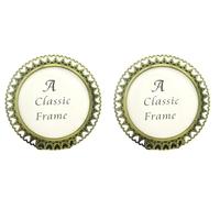 Pofectsty 2 Pack Mini Metal Vintage Picture Frame, 2x3 Inch Retro Small Photo Frame in Heart Oval Rectangle Round Shapes (Round, Retro Bronze, 3x3)