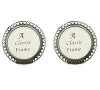 Pofectsty 2 Pack Mini Metal Vintage Picture Frame, 2x3 Inch Retro Small Photo Frame in Heart Oval Rectangle Round Shapes (Round, Retro Silver, 3x3)