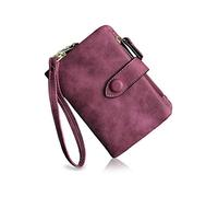 Pofee Women's Leather Travel Accessory-Bi-Fold Wallet, Wine Red, One Size
