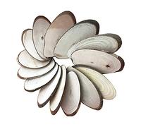 POFET 10pcs Natural Wood Slices, Oval, 8-9cm, Rustic Tree Bark Slice, Weathered Log Disc, DIY Craft Wedding Table Centerpiece, Christmas Decor Ornaments