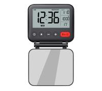 POFET 2-Level Backlight Folding Cover Travel Alarm Clock Calendar Temperature Weekend Mode Snooze Small Digital Clock