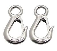 POFET 2 Pcs Heavy Duty American Cargo Hook Hoisting Hook, 0.2T-304 Stainless Steel Large Eye, 200KG Working Load