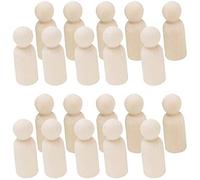 POFET 20pcs Natural Unpainted Female Male Small Wooden Peg Doll Bodies for DIY Arts Crafts Paint Carved - Boy 43mm
