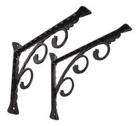 POFET 2pcs 12×15CM European Style L Shaped Wall Mounted Shelf Bracket Hanging Holder Brackets - Wall Mounted Floral Shelf, 90Degree - Brackets Wall - Black
