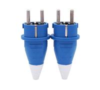 POFET 2Pcs 250V 16A IP44 Waterproof 2 Male Poles + Earth Industrial plugs-Blue