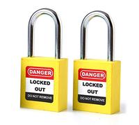 POFET 2PCS 38mm / 1.5inch Lockout Tagout Locks, Safety Padlock,Plastic Yellow