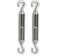 POFET 2pcs M12 Stainless Steel 304 Hook & Hook Turnbuckle Wire Rope, Strong Tension Hardware Kit for Wire Rope Tension Heavy Duty
