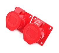 POFET 2Pcs Power Plus 16AMP Dark outfit Sockets 380-415 Volt 4 Pin (IP44) Coupling Sockets - Red