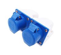 POFET 2Pcs Power Plus 16AMP Surface-Mountable Sockets 220-250 Volt 3 Pin (IP44) Coupling Sockets - Blue