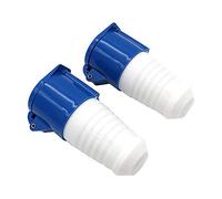 POFET 2Pcs Power Plus 32AMP Socket 220-250 Volt 3 Pin (IP44) Coupling Sockets - Blue