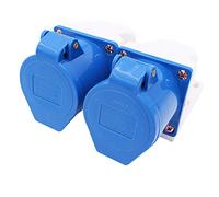 POFET 2Pcs Power Plus 32AMP Surface-Mountable Sockets 220-250 Volt 3 Pin (IP44) Coupling Sockets - Blue