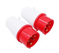 POFET 2Pcs Power Plus 5 Pin Plugs 32AMP 380-415 Volt Replacement Plugs - Red