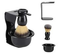 POFET 3 in 1 Professional Shaving Brush Kit Man's Shaving Set with Shaving Frame Base, Soap Bowl, Badger Hair Shaving Brush for Men Father Husband Boyfriend Gif