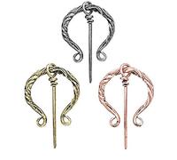 POFET 3pcs Viking Penannular Cloak Pin Celtic Brooch Medieval Jewellery Scarf Pin Badge, Norse Amulet Jewelry