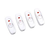 POFET 4PCS Inline Light Switch 250V 10A Inline Cord Switch Rocker Feed Through Switch with Red LED Indicator Light (White)