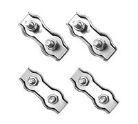 POFET 4Pcs M10 304 Stainless Steel Double Orifice Wire Rope Clip, Duplex Bolt Cable Clamp