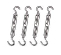 POFET 4pcs M8 Stainless Steel 304 Hook& Hook Turnbuckle Wire Rope, Strong Tension Hardware Kit for Wire Rope Tension Heavy Duty