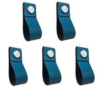 POFET 5pcs Handmade Leather Cabinet Door Handle Pulls Knob Dresser Drawer Door Handle Kitchen Pulls Knob - Dark Brown, 195x26mm - Blue