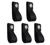 POFET 5pcs Handmade Leather Cabinet Door Handle Pulls Knob Dresser Drawer Door Handle Kitchen Pulls Knob - Dark Brown, 195x26mm - Black