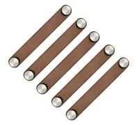 POFET 5pcs Nordic Wardrobe Cabinet Door Handle Soft PU Leather Door Handles for Cupboard Drawer Pull Knobs Furniture Hardware(26 x 170mm)- Brown