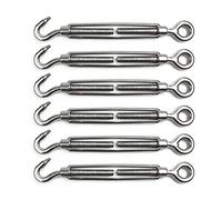 POFET 6 Pieces Turnbuckle Wire Tensioner M4 Stainless Steel Turnbuckle Tensioner Adjustable Turnbuckle Hook and Eye Set Heavy Duty