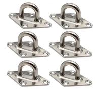 POFET 6Pcs 5mm Stainless Steel Eye Plate,Metal Diamond Shaped Eye Plate Deck Staple Hook Loop,Fixed Buckle Sun Sail Eye Board Yacht Hardware Fittings