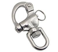 POFET 87mm-316 Stainless Steel Coil Spring Shackle,Heavy Duty Quick Release Snap Shackle Swivel Spring Hook,Snap Swivel Shackle, Heavy Duty Snap Shackle Stainless Steel Swivel Eye Quick Release