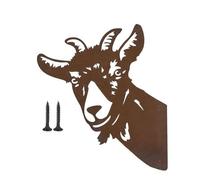 POFET Art Garden Ornaments Sheep, Rusty Animal Scout Stakes Metal Silhouette Statue, Farm Peeking Metal Art Sculpture Outdoor Indoor Patio Fence Tree Hanging Ornaments