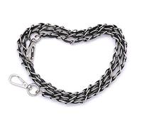 POFET Chain Strap with Black Leather Weave Replacement Leather Chain Strap for Evening Bag Cross-Body Bag Shoulder Bag Satchel DIY Purse Clutches 120CM