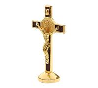 POFET Crucifix Jesus Christ Cross Statue Figurine For Car Home Chapel Decor - Gold