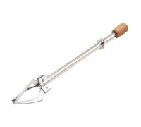 POFET Ice/Pickle Picker,Wood Handle 17cm Three-pronged Food Clip,Telescopic Ice Cube Grabber,Stainless Steel Pickle Fork Multifunctional Food Clamp with Non-Slip Handle