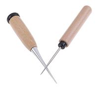 POFET Leather Craft Awl Tool Hole Maker Wooden Handle Sewing Stitching Punching,Handmade Awl with Wooden Handle Spiked Metal Tool