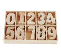 POFET Mixed Wooden 0-9 Numbers Unpainted DIY Decorations Kids Early Educational Learning Toys Games 120pcs (Numbers) with Storage Box Trays