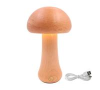 POFET Mushroom Table Lamp Wooden Mushroom Table Lamp LED With Touch Switch USB Rechargeable Night Light Suitable For Home, Bedroom, Dining Room And Living Room (3000K Natural Light)