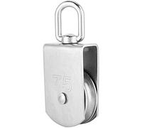 POFET Single Pulley Block, 304 Stainless Steel Pulley Roller, M75 Lifting Crane Swivel Hook Bearings, Hanging Wire Towing Wheel Loading 750kg/1653lbs
