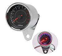 POFET Universal motorcycle electronic tachometer meter Motorcycle Tachometer Rev Counter Speedometer Odometer Universal 13000RPM LED Night Light Backlight Tacho Gauge - Silver