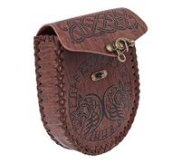 POFET Viking Pouch Leather Belt Bag Mid-Century Vintage Fanny Pack Coin Purse for Theatrical Performance Cosplay