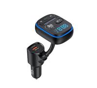 POFET Wireless In-Car Bluetooth FM Transmitter Radio Adapter Car Kit with Bass and 7 Colour Light QC3.0 PD 30W Quick Charge for All Smartphones Audio Players