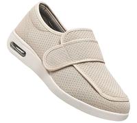 POFH Diabetic Shoes for Women Width X-Wide Shoe for Elderly Women Wide Shoes for Women Walking Shoes Adjustable Closure Breathable Lightweight Non Slip for Swollen Feet Edema(Beige,5 UK)