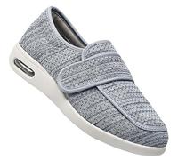 POFH Diabetic Shoes for Women Width X-Wide Shoe for Elderly Women Wide Shoes for Women Walking Shoes Adjustable Closure Breathable Lightweight Non Slip for Swollen Feet Edema(LightGrey,6.5 UK)