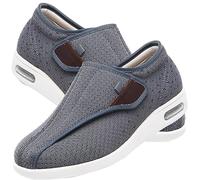 POFH Diabetic Shoes for Women's Casual Elderly Safety Walking Shoes Extra Wide Fit Trainers Adjustable Wide Width Outdoor Walking Sneakers (Color : Grey, Size : 38 EU)