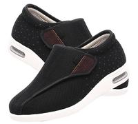 POFH Diabetic Shoes for Women's Casual Elderly Safety Walking Shoes Extra Wide Fit Trainers Adjustable Wide Width Outdoor Walking Sneakers (Color : Black, Size : 37 EU)